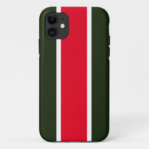 Fun Bright Red White Forest Green Racing Stripes iPhone 11 Case