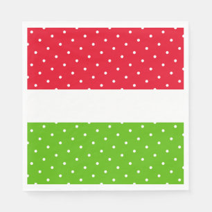 Fun Bright Red White Lime Green Stripes Polka Dots Napkins