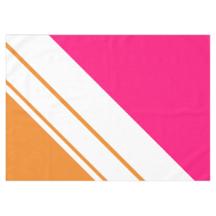 Fun Bright Sporty Orange Candy Pink Racing Stripes Tablecloth