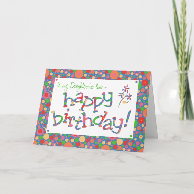 Fun Bright Spots on Blue Daughter-in-law Birthday Card (Front)