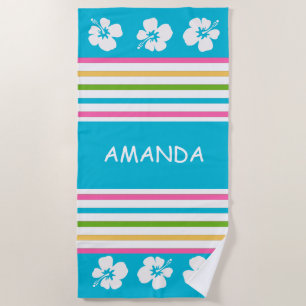 Fun Bright Striped Nautical Beach Towel