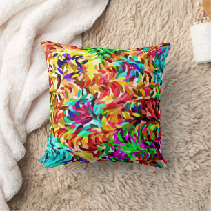 Fun Bright Summery Colors Paint Splatter Art Throw Pillow