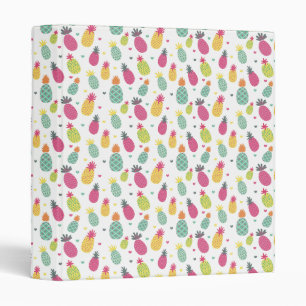 Fun Bright Tropical Pineapple pattern 3 Ring Binder