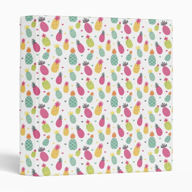 Fun Bright Tropical Pineapple pattern 3 Ring Binder (Front/Spine)