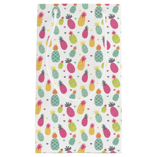 Fun Bright Tropical Pineapple pattern Small Gift Bag (Front)
