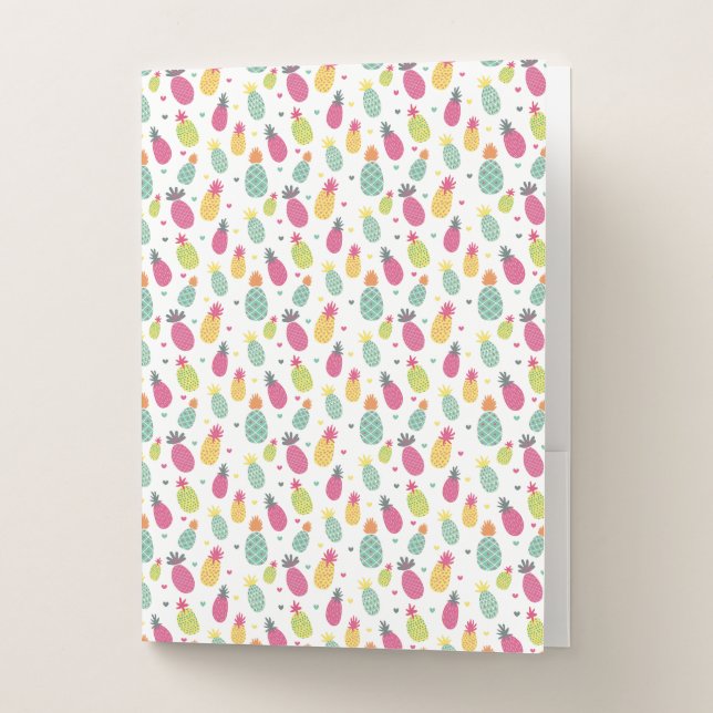 Fun Bright Tropical Pineapple Pocket Folder (Front)