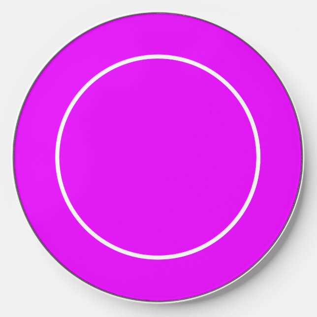 Fun Bright Tropical Pink White Racing Stripes Rim Wireless Charger (Front)