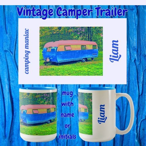 Fun Bright Vintage Camper Trailer Two_Tone Coffee Mug