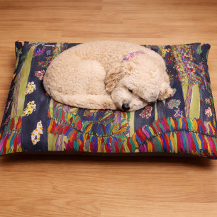 Fun Bright Watercolored Forest Pet Bed