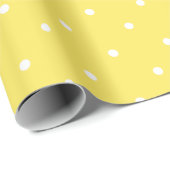 Fun Bright Yellow & White Polka Dot Pattern  Wrapping Paper (Roll Corner)