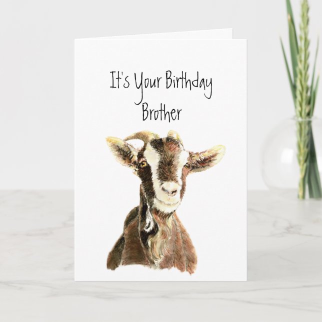 Fun Brother Birthday Over the Hill, Old Goat Humor Card (Front)