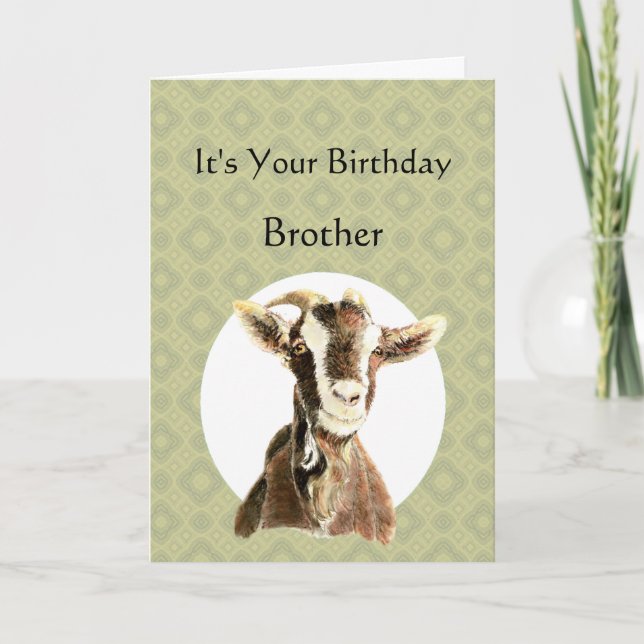 Fun Brother Birthday Over the Hill, Old Goat Humor Card (Front)
