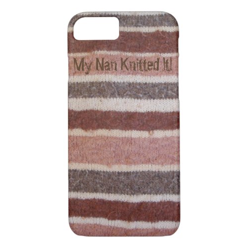 fun brown and cream knitted stripes cottagecore  iPhone 87 case