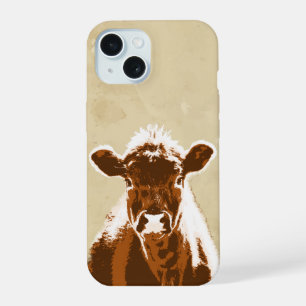 Fun Brown Cow Farm Animal Graphic Art iPhone 15 Case