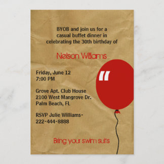 Fun Brown Crinkled Paper Birthday Invitation