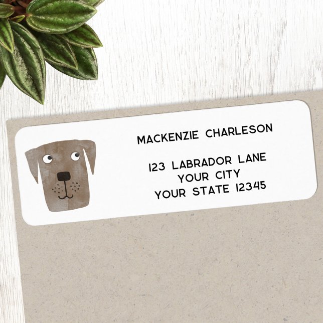 Fun Brown Dog Personalized Return Address Label (Fun Chocolate Labrador Retriever dog personalized return address label)