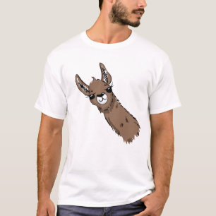 Fun Brown Llama Head T-Shirt