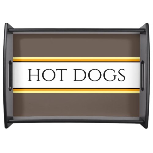 Fun Brown Orange Yellow White HOT DOGS Signage Serving Tray