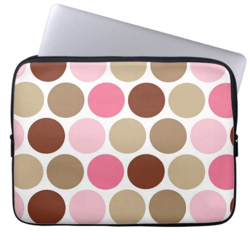 Fun Brown  Pink Polka Dots Pattern Laptop Sleeve