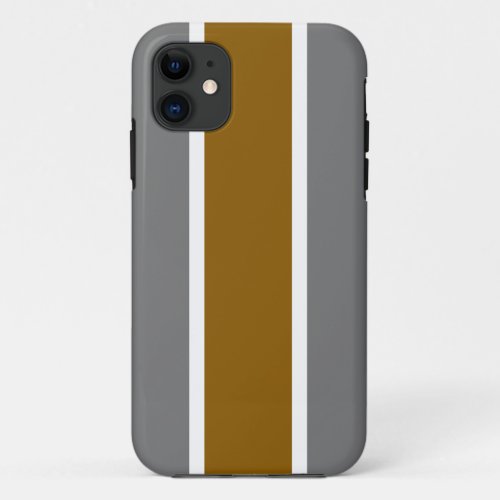 Fun Brown Professional Gray White Racing Stripes iPhone 11 Case