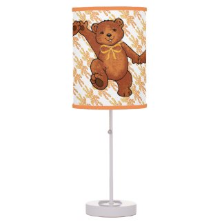 Fun Brown Teddy Bears With Orange Bows Table Lamp