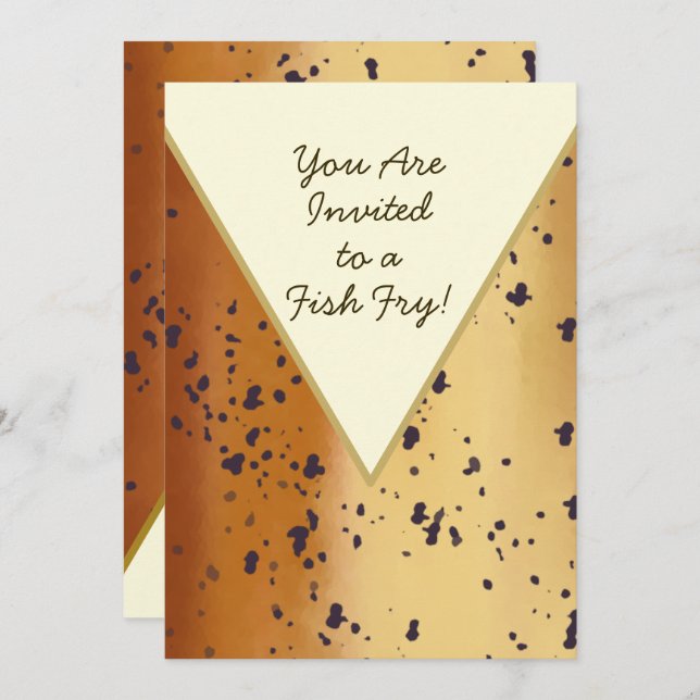 Fun Brown Trout Pattern Modern Fish Fry Invitation (Front/Back)