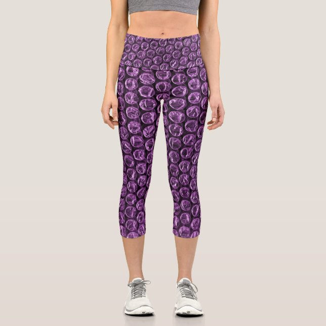 FUN Bubble Wrap Purple  Capri Leggings (Front)