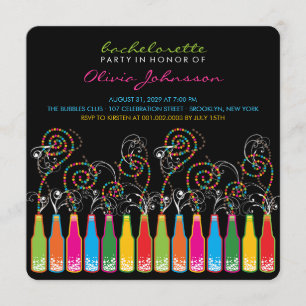Fun Bubbly Celebrations Bachelorette Party Invite