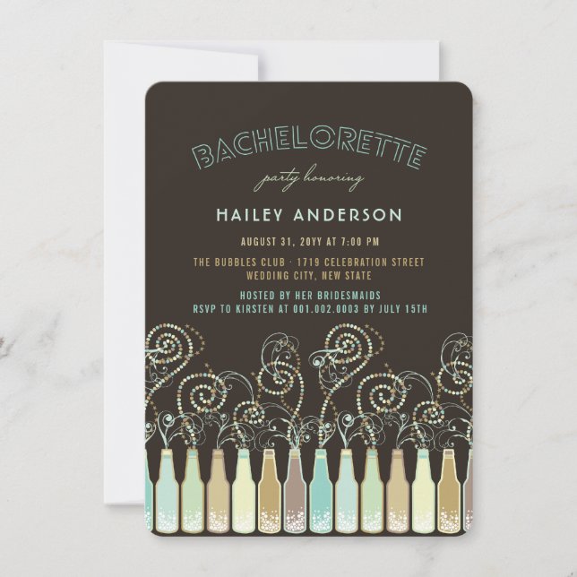 Fun Bubbly Celebrations Bachelorette Party Invite (Front)