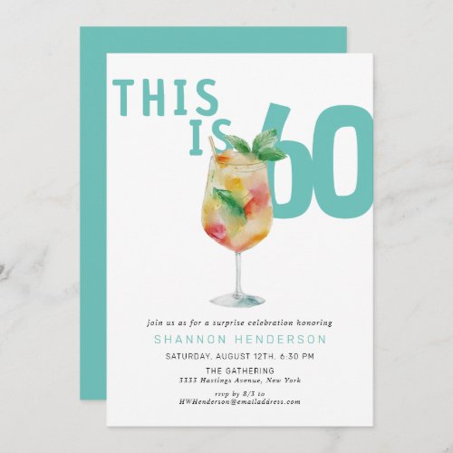 Fun Bubbly Drink 60th Birthday Party Invitation