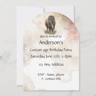 Fun Buffalo Bison Wildlife Animal Park Birthday Invitation