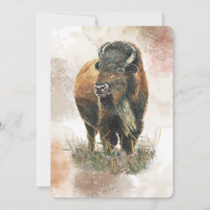 Fun Buffalo Bison Wildlife Animal Park Birthday Invitation