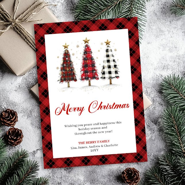Fun Buffalo Plaid Christmas Tree Holiday Greeting Card (Fun Buffalo Plaid Christmas Tree Holiday Greeting)