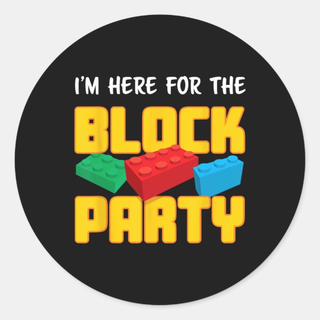 Fun Building Blocks Block Party Pre-K Men Women Ki Classic Round Sticker (Front)