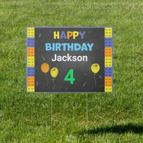 Fun Building Blocks Happy Birthday Sign