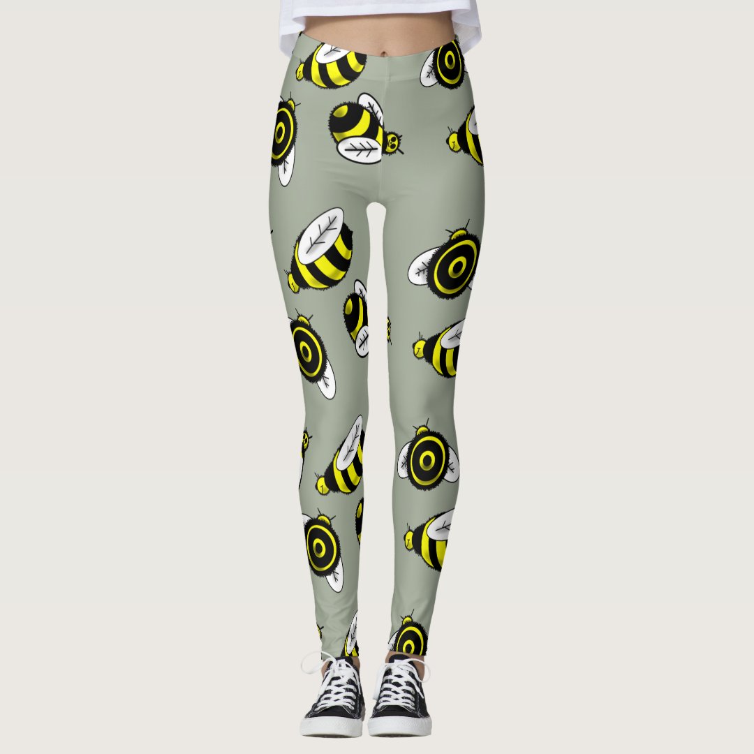 FUN BUMBLE BEES LEGGINGS LIGHT GREEN | Zazzle