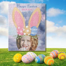 Fun Bunny Ears Custom Name & Photo Easter Gift 