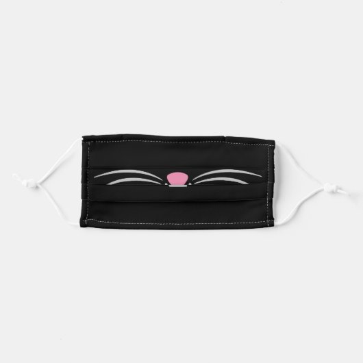 Fun Bunny Face  Black Coronavirus Adult Cloth Face Mask (Front, Folded)