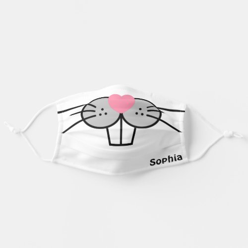 Fun Bunny Face Mouth Rabbit Nose Personalized Name Adult Cloth Face Mask