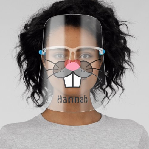 Fun Bunny Face Mouth Rabbit Nose Personalized Name Face Shield