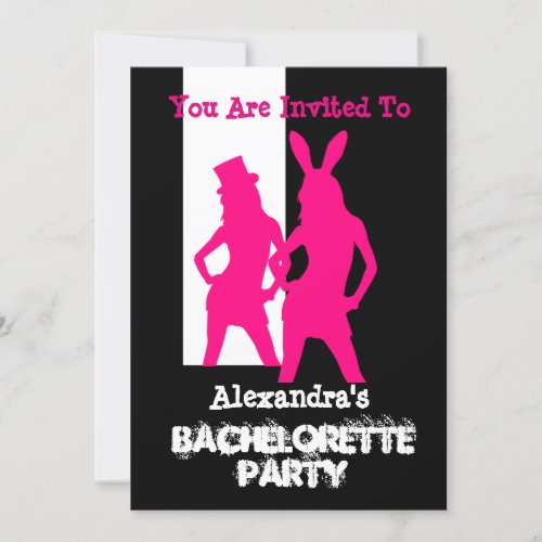Fun bunny girl personalized bachelorette party invitation
