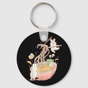 Fun Bunny Rabbit Ramen Noodle Soup Anime Kawaii Ae Keychain