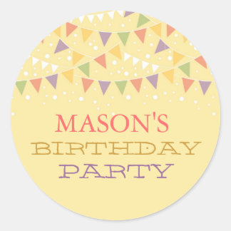 Fun Bunting Birthday Party Sticker