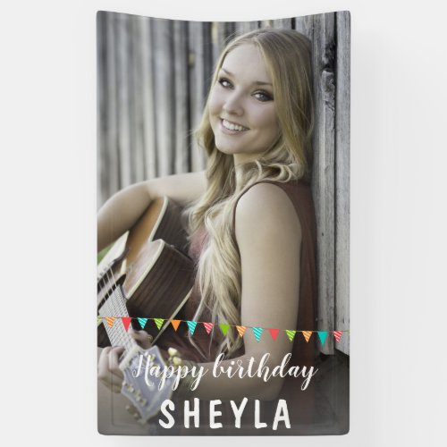 Fun Bunting Flags Happy Birthday Photo Banner