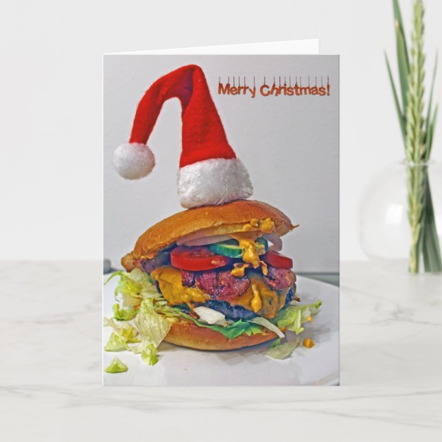 Fun Burger Lovers Christmas Card! Holiday Card (Front)