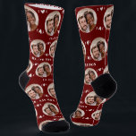 Fun Burgundy Newlyweds Photo Pattern Socks<br><div class="desc">These fun burgundy newlyweds photo pattern wedding dress or casual socks feature the couple's photo and white hearts in an offset pattern and their names and wedding date! These are perfect for the groom as he walks down the aisle, as a gift for the bride, as a bridal party favor,...</div>