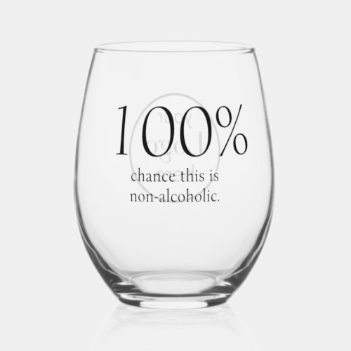 Fun Business Logo Sober Bar Stemless Wine Glass