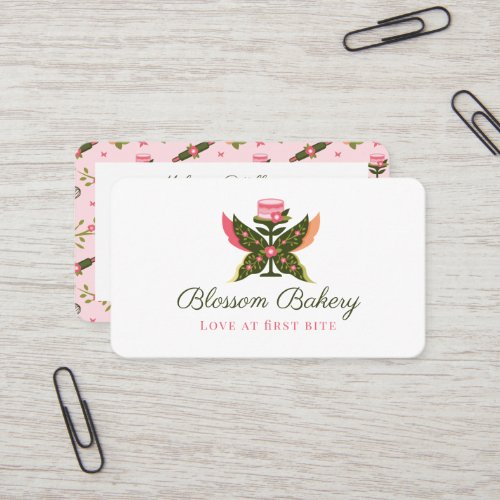 Fun Butterfly Blossom Floral Garden Bakery Cake Business Card