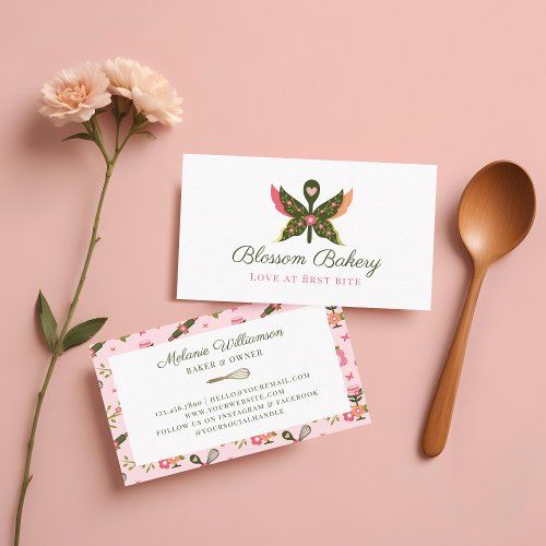 Fun Butterfly Blossom Floral Garden Bakery Spoon Business Card