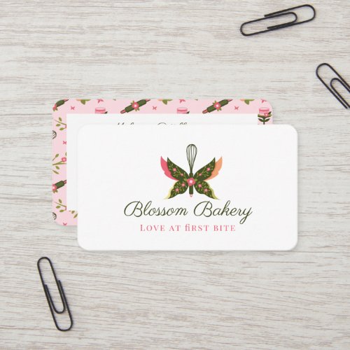 Fun Butterfly Blossom Floral Garden Bakery Whisk Business Card